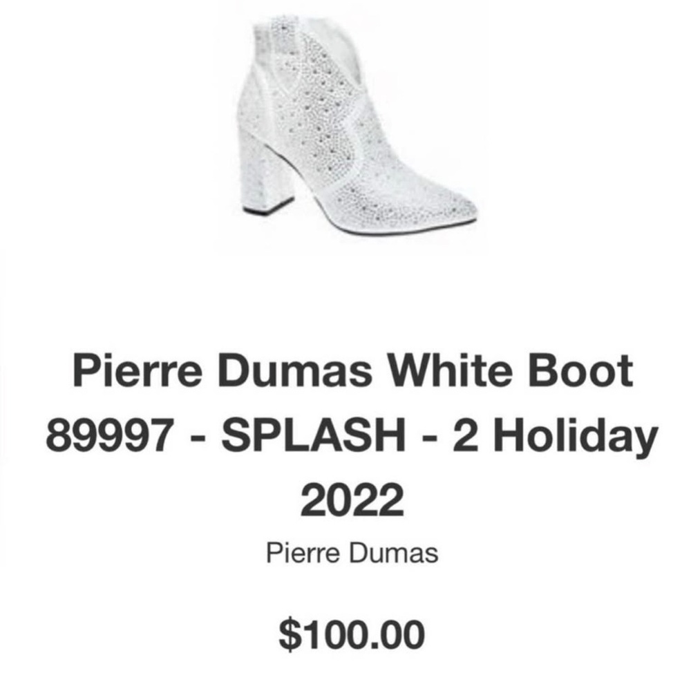 Pierre Dumas White Heeled Boots with Pointed Toe